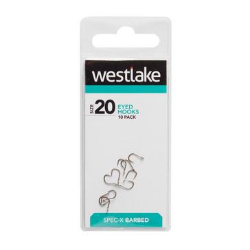 SILVER Westlake Barbed Eyed Hooks (Size 20)