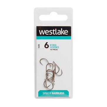 SILVER Westlake Barbless Eyed Hooks (Size 6)