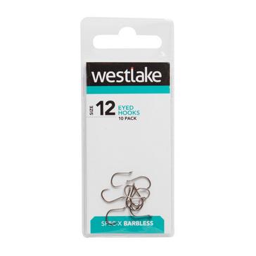 SILVER Westlake Barbless Eyed Hooks (Size 12)