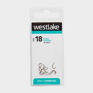 SILVER Westlake Barbless Eyed Hooks (Size 18)