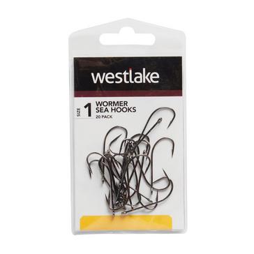 Black Westlake 20Pk Worm Hooks Sz 1