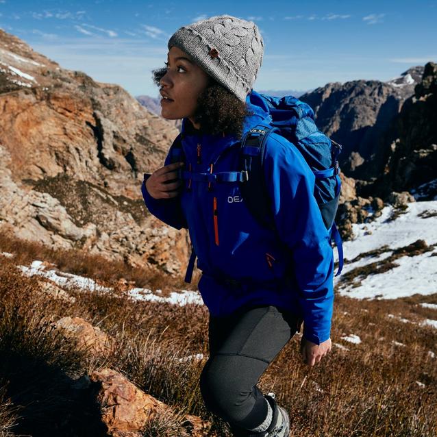 OEX Fortitude Waterproof Jacket with an Adjustable Hood and Stretch Fabric,  Womens Raincoat, Womens Hiking & Outdoor Recreation Clothing (Blue, 6) :  : Fashion