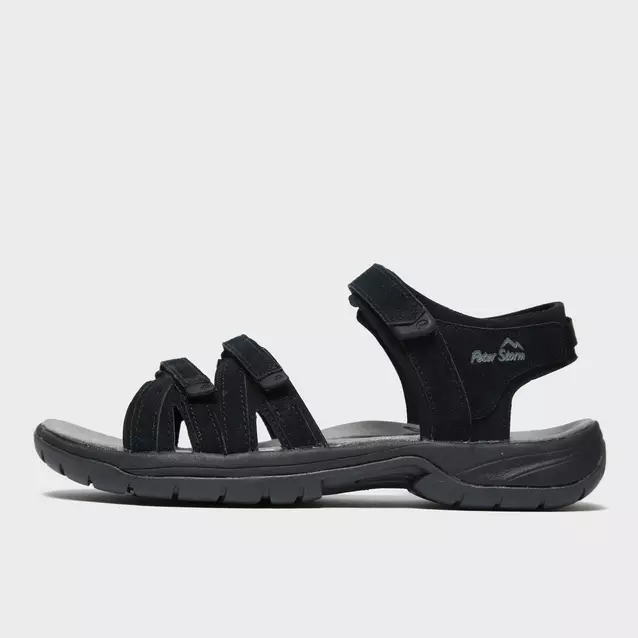 Ladies black walking sandals clearance