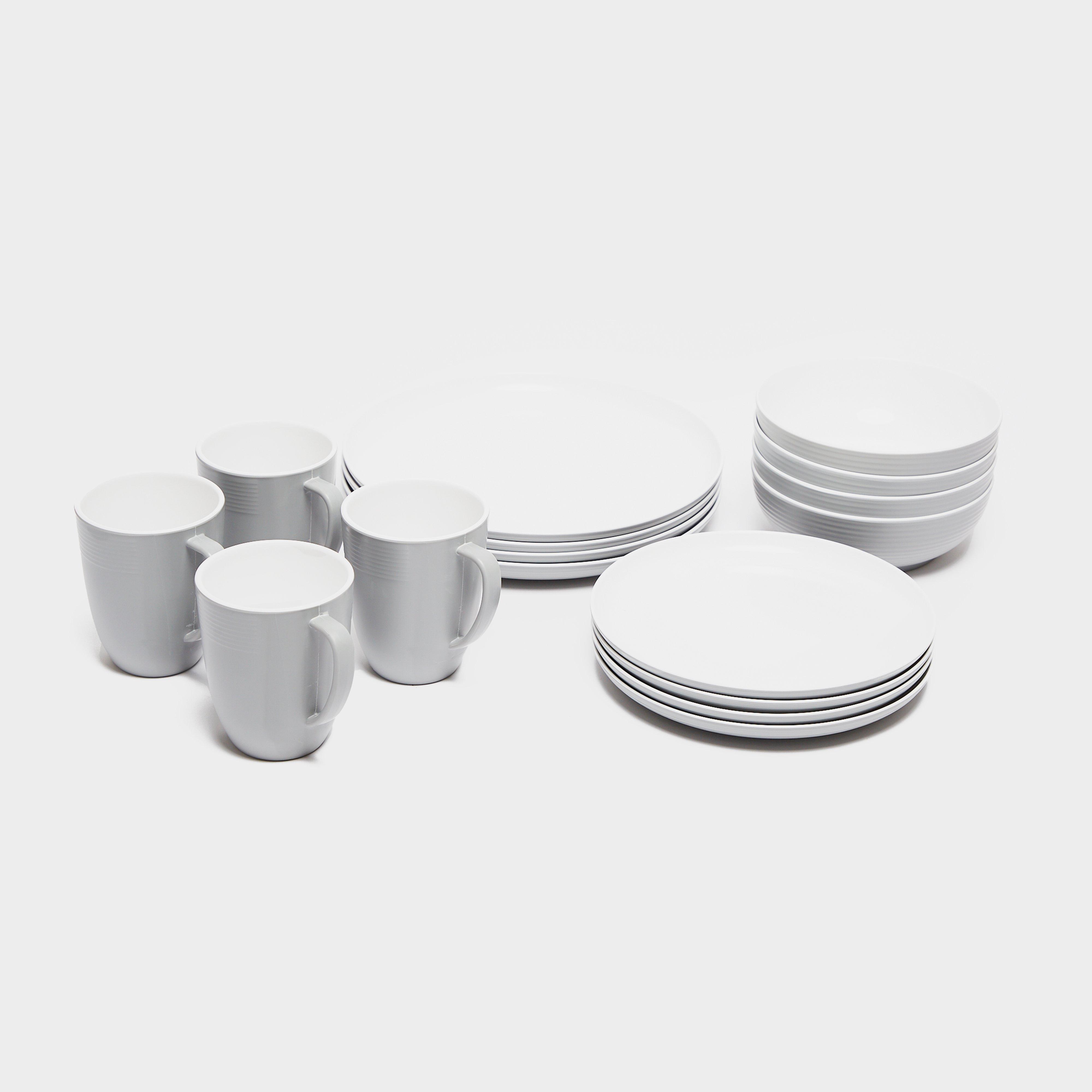 Image of Hi-Gear Deluxe 16 Piece Melamine Tableware Set - Grey/White, Grey/White