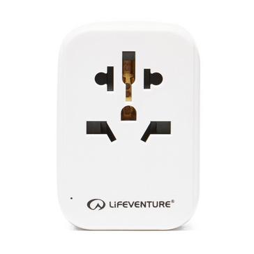 white LIFEVENTURE World to USA Adapter and USB