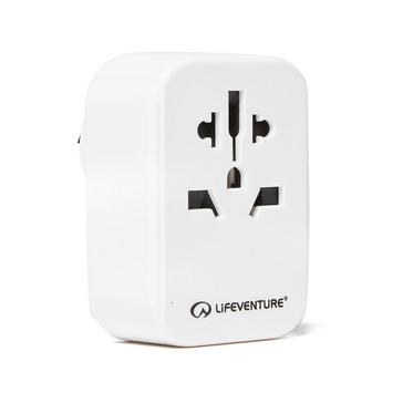 White LIFEVENTURE World to Australia/China Adapter and USB