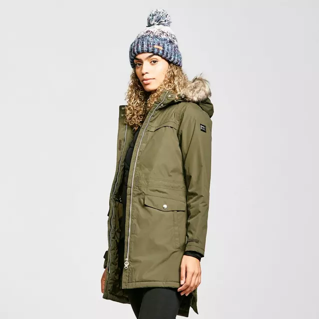 Women's serleena fur trimmed waterproof insulated store jacket dark khaki