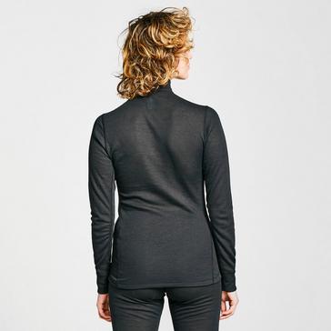 Black Odlo Women's Eco Active Warm Long Sleeve Half Zip Baselayer Top