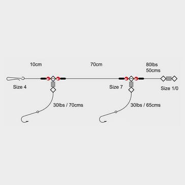 White TRONIX 2 Hook 1 Up 1 Down Rig (Size 3/0)