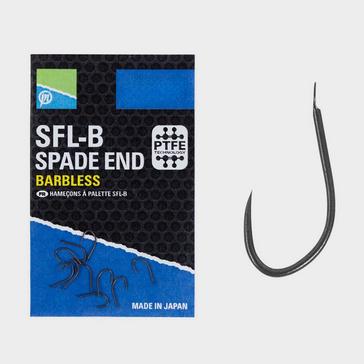 Black PRESTON INNOVATION SFL-B Spade End Barbless Hooks Size 20