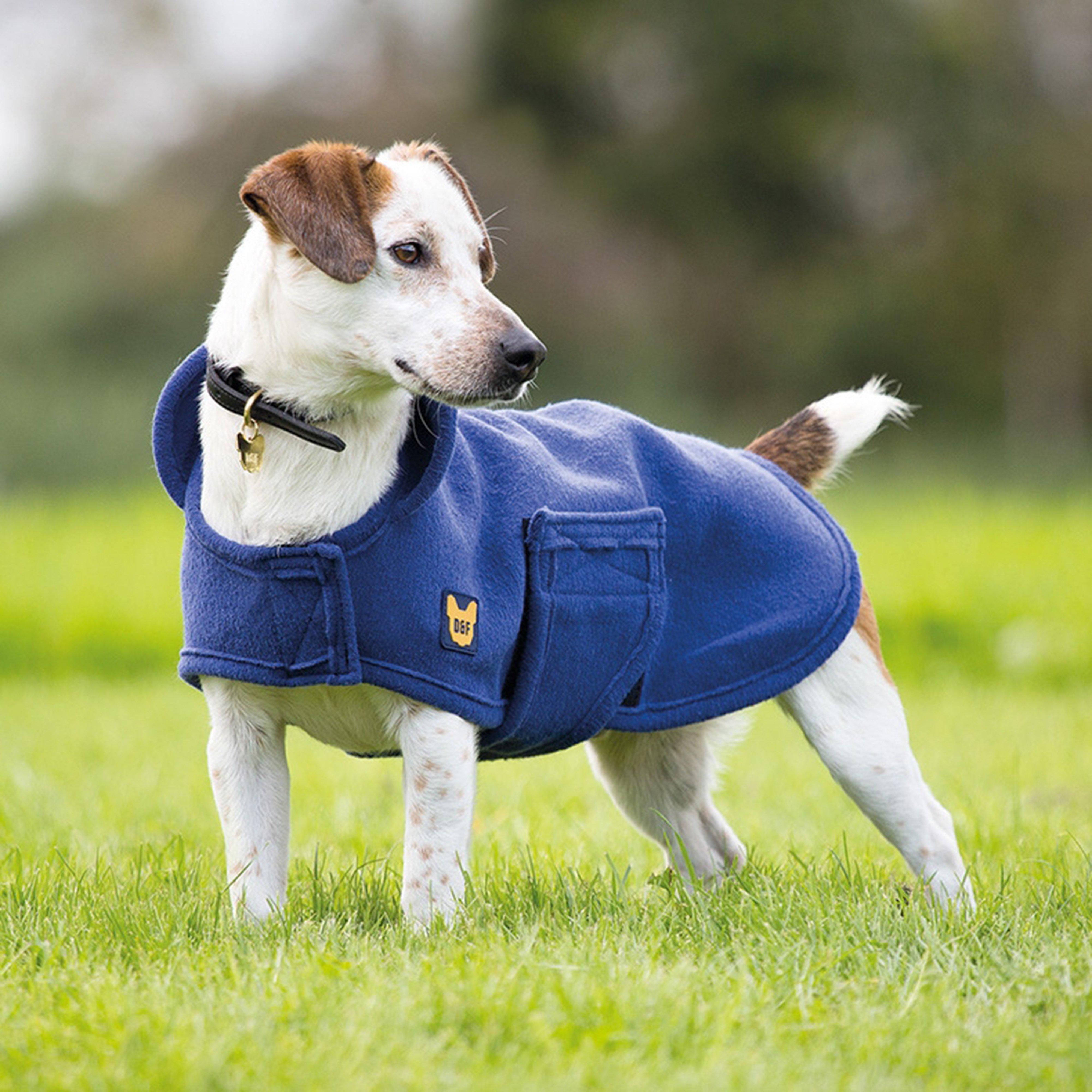 Image of Shires Digby & Fox Dog Towel Coat - Navy/Navy Blue, Navy/Navy Blue