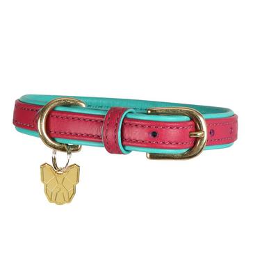 pink Digby & Fox Padded Leather Dog Collar