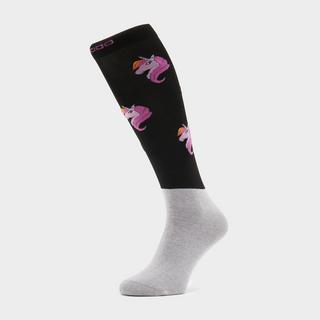 Adults Microfibre Socks Black Unicorn