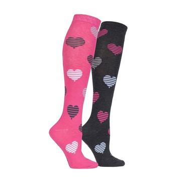Pink STORM BLOC Equestrian Kids Hearts Socks (2 Pack)