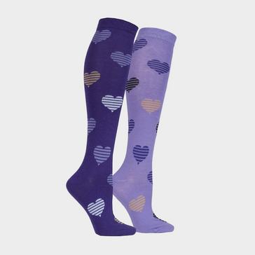 Purple STORM BLOC Equestrian Kids Hearts Socks (2 Pack)