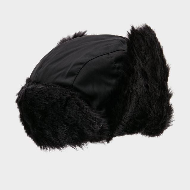 Womens Black Fox Fur Trapper Hat with Pom Poms at Fur Hat World