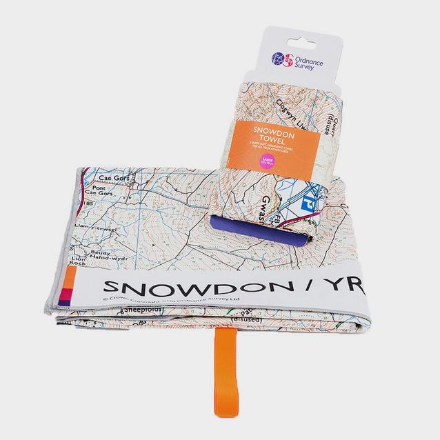 White Ordnance Survey Snowdon Large Travel Towel image 1
