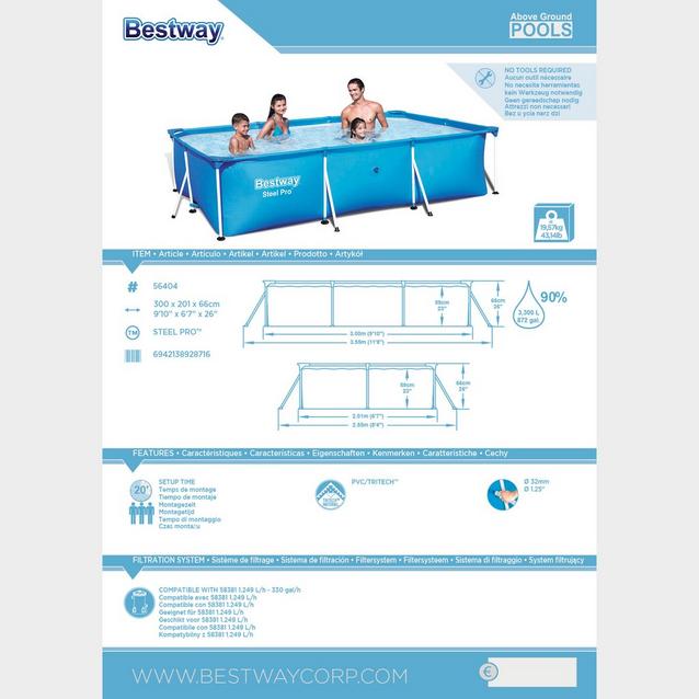 Bestway Steel Pro Rectangular Pool 3,300 Litres Ultimate Outdoors