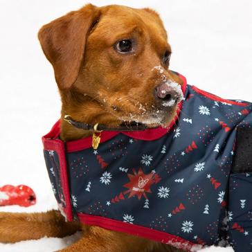 Navy Digby & Fox Christmas Waterproof Dog Coat