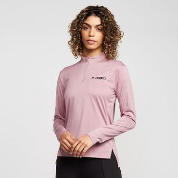 Pink adidas Women's Terrex Multi Half-Zip Top