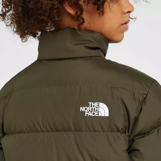 Taupe Green North Face Stretch Down Jacket With Hood The North