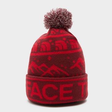 Red The North Face Ski Tuke Bobble Hat