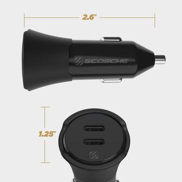 Black Scosche PowerVolt™ PD40 Dual-Port USB-C® Car Charger