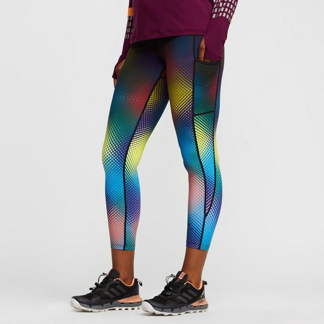 Ronhill Life Crop Womens Running Tights - Black/Plum Abstract