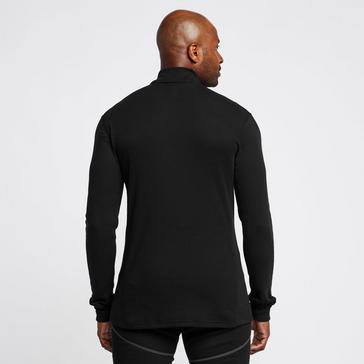 Black Odlo Men's Eco Active Warm Long Sleeve Half Zip Baselayer Top