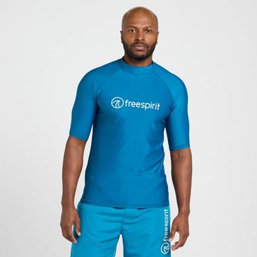 Blue Freespirit Mens Short Sleeve Rash Vest