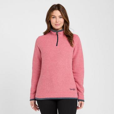 Pink Weird Fish Women's Lynda Grid Half Zip Grid Fleece 