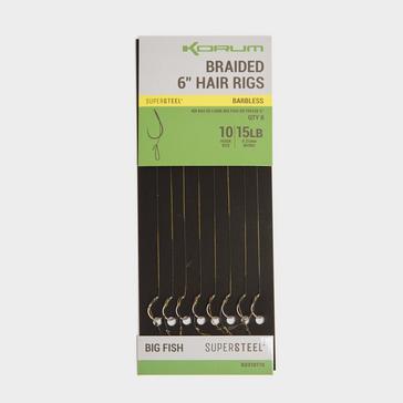 Black KORUM Big Fish Quickstop Hair Rigs 6 Inch Barbless Size 10