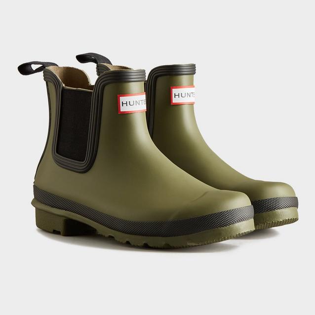 Hunter chelsea boots olive hot sale green