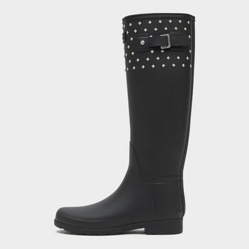 Black Hunter Women’s Refined Tall Studded Cuff Wellington Boots