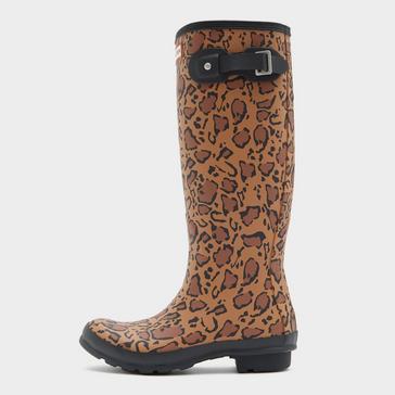 Tan Hunter Women's Original Tall Leopard Print Wellington Boots 