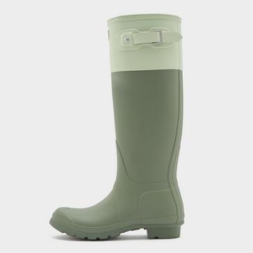 Green Hunter Womens Original Tall Colour Block Wellington Boots Lichen Green/Muffled Green