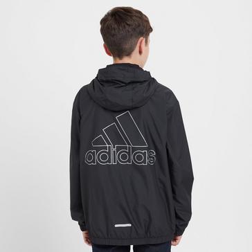Black adidas Kids’ Utility 3 Stripes Hooded Jacket