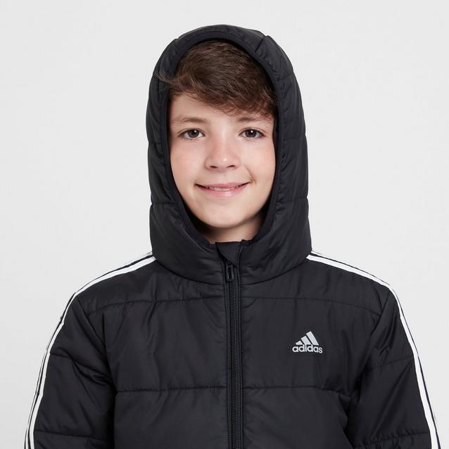 adidas Kids 3 Stripes Padded Jacket Blacks