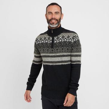 Black Weird Fish Men’s Yarmouth Fair Isle Half Zip Sweater