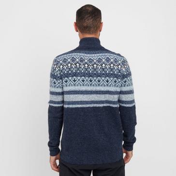 Navy Weird Fish Men’s Yarmouth Fair Isle Half Zip Sweater