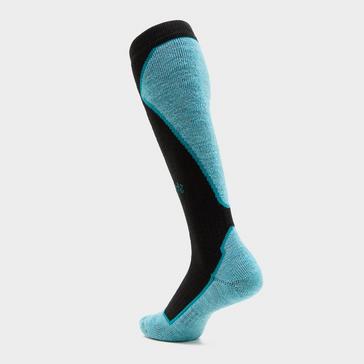 Blue Bridgedale Women's Ski Midweight+ Merino Endurance Over Calf Socks