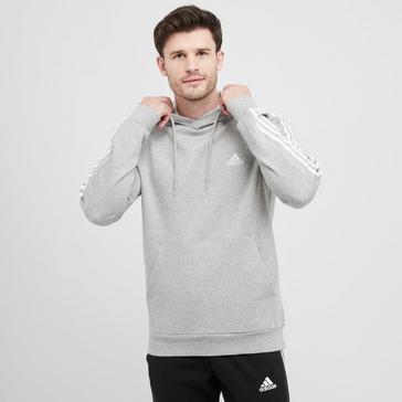 Grey adidas Men's Essentials Fleece 3-Stripes Hoodie