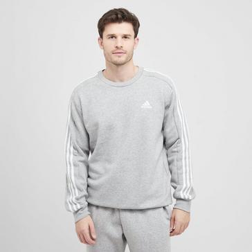 Grey adidas Men's Essentials 3 Stripe Sweatshirt