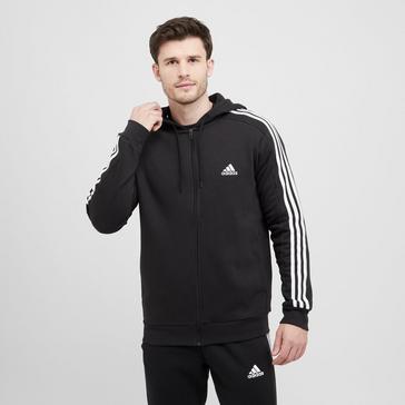 Black adidas Men's 3-Stripe Fleece Hoodie