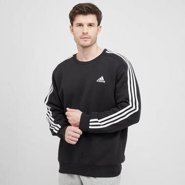 Black adidas Men's Essentials 3 Stripe Sweatshirt