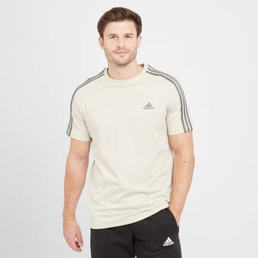 Beige adidas Men’s 3 Stripes Single Jersey T-Shirt