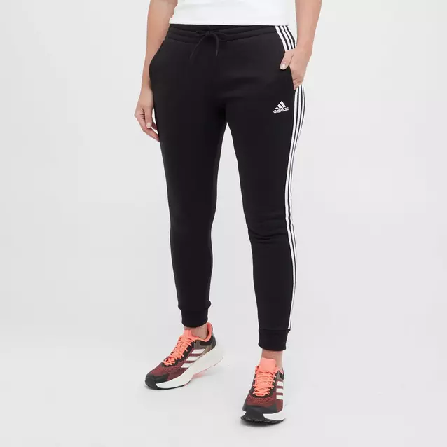 adidas Women s 3 Stripe Fleece Jogging Bottoms Blacks