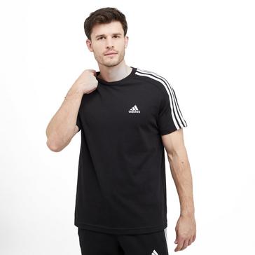 Black adidas Men's Essentials Single Jersey 3-Stripes Tee