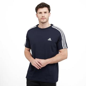 Black adidas Men's Essentials Single Jersey 3-Stripes Tee