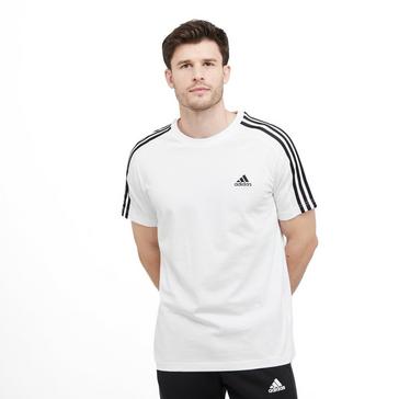 White adidas Men's Essentials Single Jersey 3-Stripes Tee